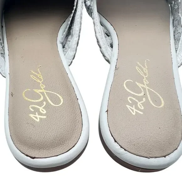 42 Gold Corra Pointed Toe Weaved Leather Slip On Mules Size 5.5 - Picture 7 of 8